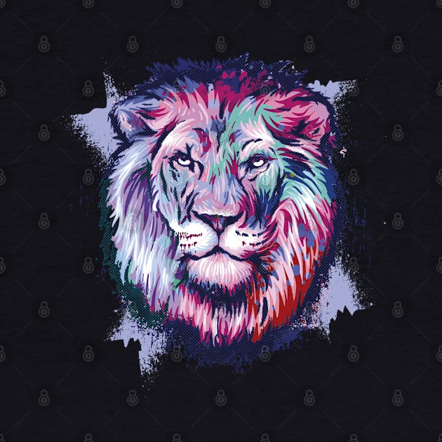 Lion Head Grunge Watercolor Style by Kali Space